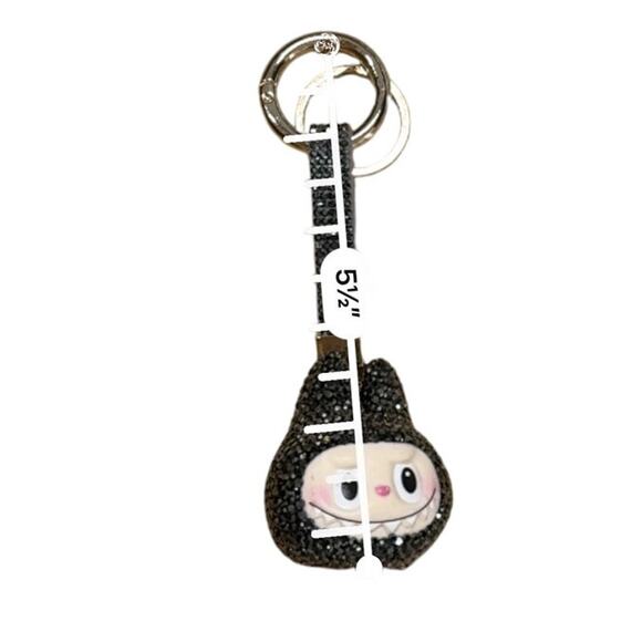 Labubu Sparkle Pave Keychain Charm Black Crystal Bag Accessory Cute - Picture 2 of 6